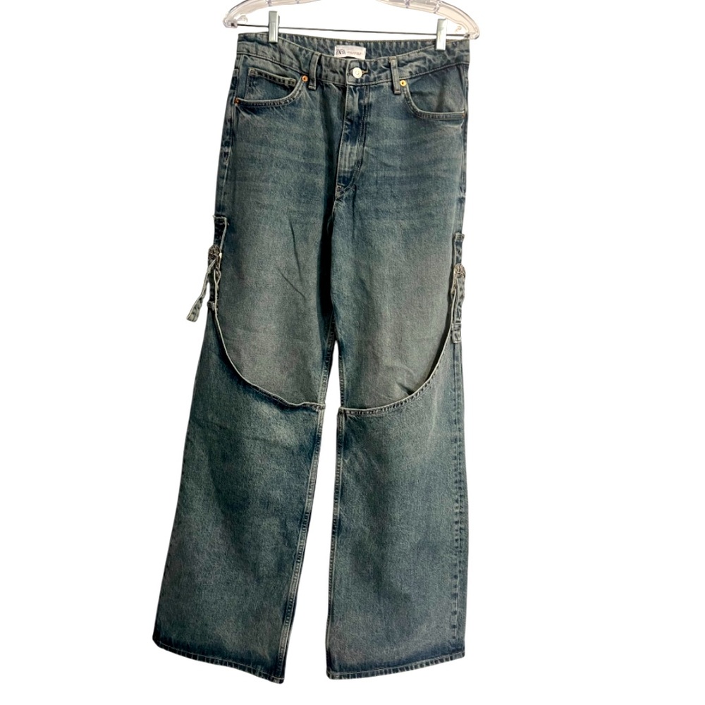 New Zara western style wide leg blue jeans